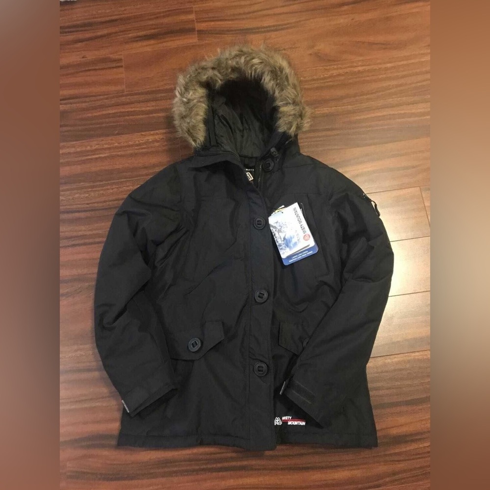 Misty Mountain women’s medium Luna parka, warm waterproof, black, new with tags